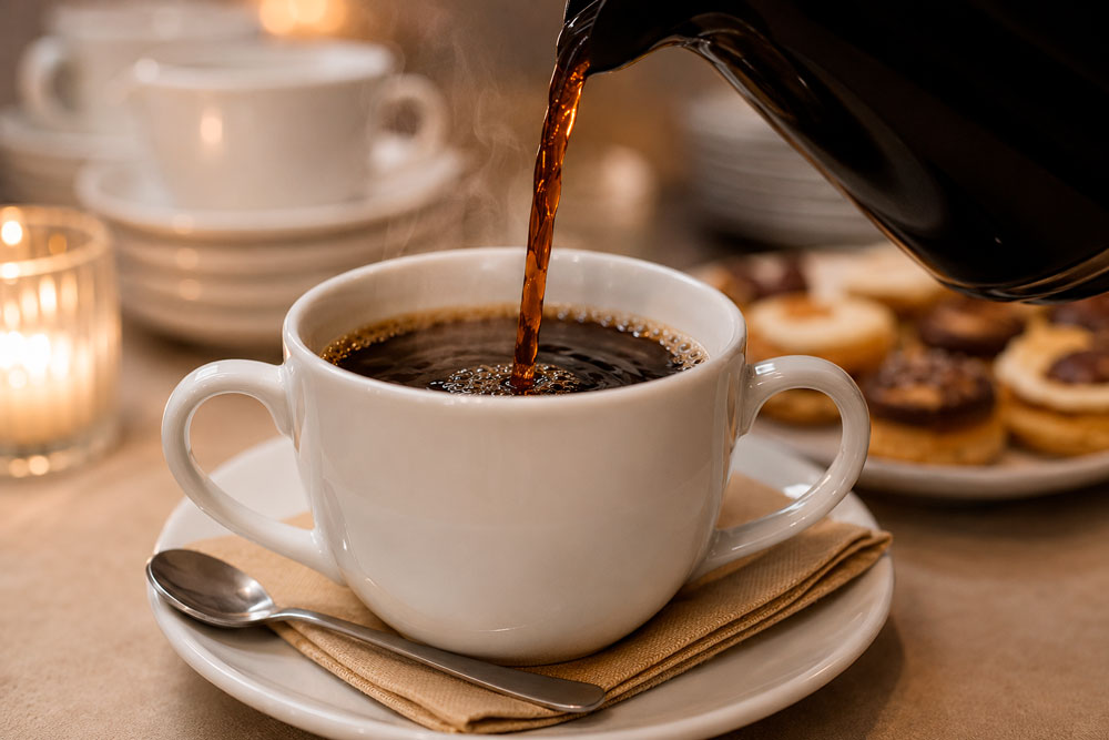 Café siendo servido en el catering